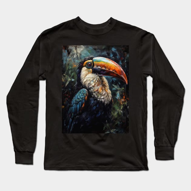 Tropical Beauty: Toucan Oil Painting Long Sleeve T-Shirt by simonrudd